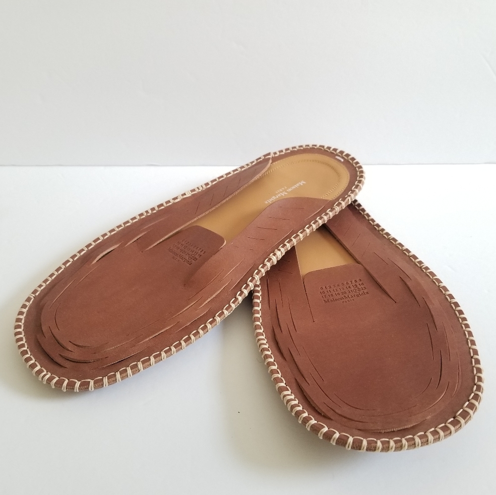 Maison Margiela Leather Flat Mules Sandals Size 39 Brown Tan - Picture 4 of 8